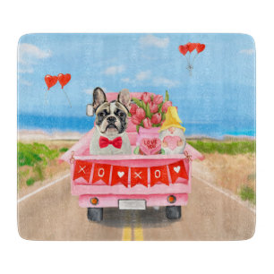 Französische Bulldogge Valentinstag LKW Schneidebrett