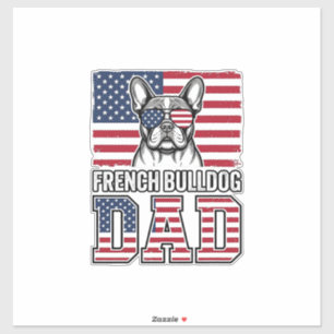 Französische Bulldogge Vater Patriotisch Vintage Aufkleber