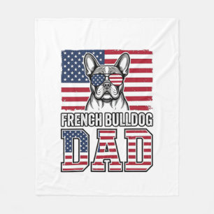 Französische Bulldogge Vater Patriotisch Vintage Fleecedecke