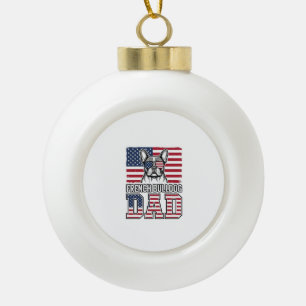 Französische Bulldogge Vater Patriotisch Vintage Keramik Kugel-Ornament