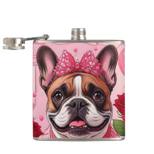 Französische Bulldogge Verliebt French Bulldog Flachmann