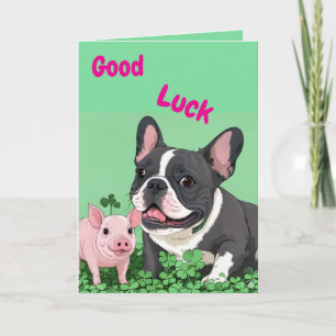Französische Bulldogge viel Glück French Bulldog Karte