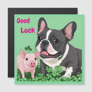 Französische Bulldogge viel Glück French Bulldog Magnetkarte