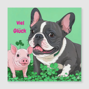 Französische Bulldogge viel Glück French Bulldog Magnetkarte