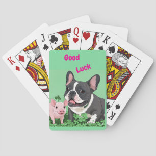 Französische Bulldogge viel Glück French Bulldog Spielkarten