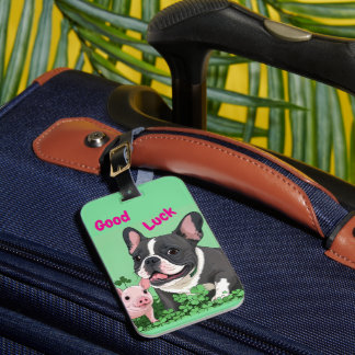 Französische Bulldogge Viel Glück Gepäckanhänger