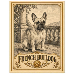 Französische Bulldogge, Vintage Heritage Hund Postkarte