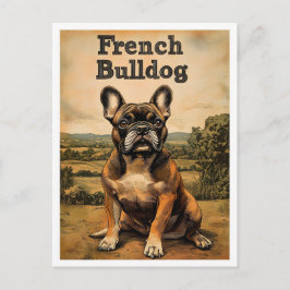 Französische Bulldogge Vintage Kunst Postkarte