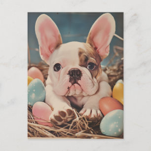 Französische Bulldogge Vintage-Ostern Postkarte