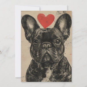 Französische Bulldogge Vintage Valentinstag  Feiertagskarte