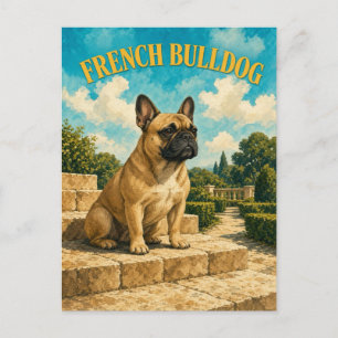 Französische Bulldogge, Vintage-Wasserfarben-Hunde Postkarte