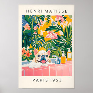 Französische Bulldogge Wandkunst, Lustige Badezimm Poster