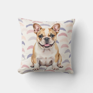 Französische Bulldogge Wasserfarbe Bogen Muster Ku Kissen