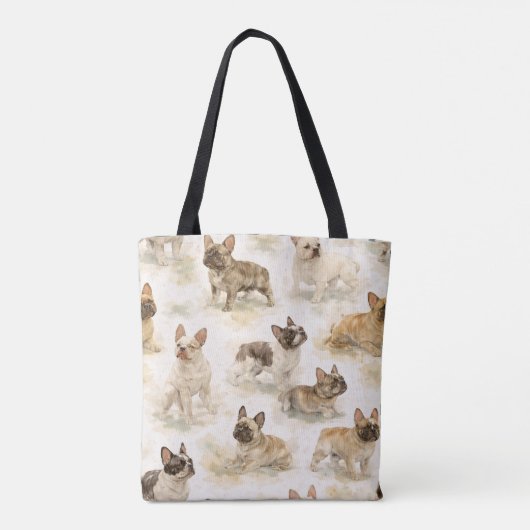 Französische Bulldogge Wasserfarbe  Tasche (Rückseite)