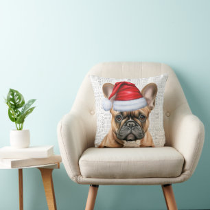 Französische Bulldogge Wasserfarbe Weihnachten Kissen