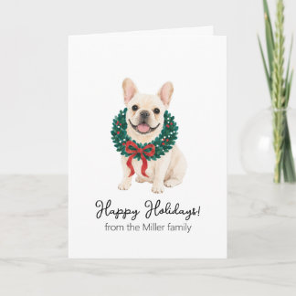 Französische Bulldogge Wasserfarben Weihnachtskart Karte