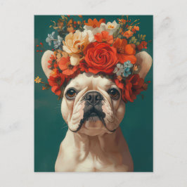 Französische Bulldogge Watercolor Floral Postkarte