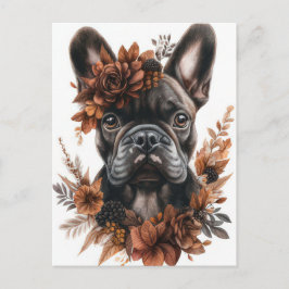 Französische Bulldogge Watercolor Floral Postkarte