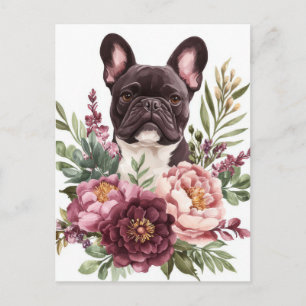 Französische Bulldogge Watercolor Floral  Postkarte