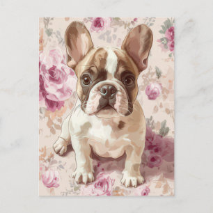 Französische Bulldogge Watercolor Floral  Postkarte