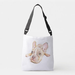 Französische Bulldogge Watercolor-Tasche – Süße Fr Tragetaschen Mit Langen Trägern