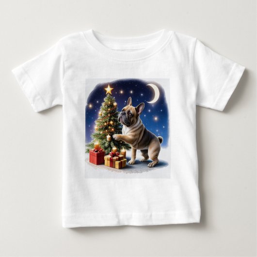 Französische Bulldogge Weihnachten Baum Baby T-shirt (Vorderseite)