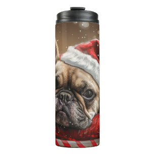 Französische Bulldogge Weihnachten Festlich Thermosbecher