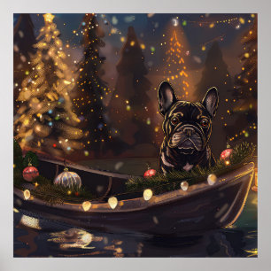 Französische Bulldogge Weihnachten Festliche Reise Poster