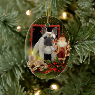 Französische Bulldogge Weihnachten French Bulldog Keramik Ornament