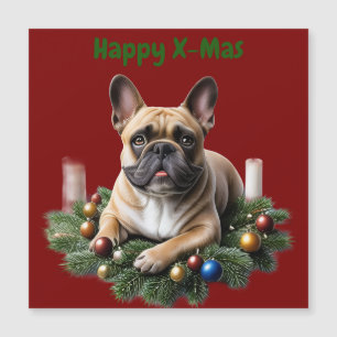 Französische Bulldogge Weihnachten French Bulldog Magnetkarte