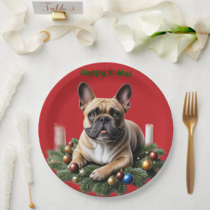 Französische Bulldogge Weihnachten French Bulldog Pappteller