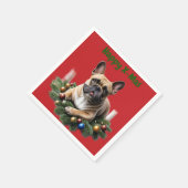 Französische Bulldogge Weihnachten French Bulldog Serviette (Ecke)
