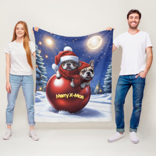 Französische Bulldogge Weihnachten French Bullog Fleecedecke