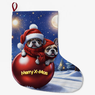 Französische Bulldogge Weihnachten French Bullog Großer Weihnachtsstrumpf