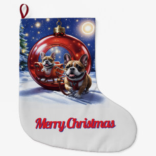 Französische Bulldogge Weihnachten French Bullog Großer Weihnachtsstrumpf