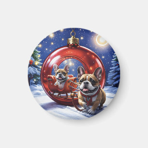 Französische Bulldogge Weihnachten French Bullog Magnet