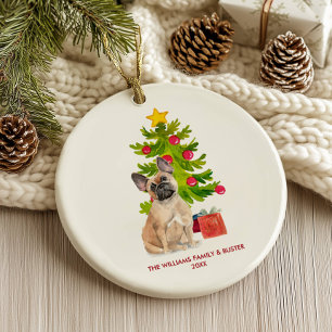 Französische Bulldogge Weihnachten personalisiert Keramik Ornament