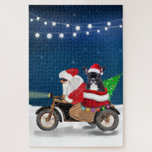 Französische Bulldogge Weihnachten Santa Claus  Puzzle
