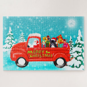 Französische Bulldogge Weihnachten Santa Lieferwag Puzzle