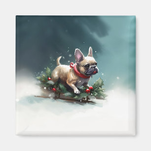 Französische Bulldogge Weihnachten Schnee Winter Magnet