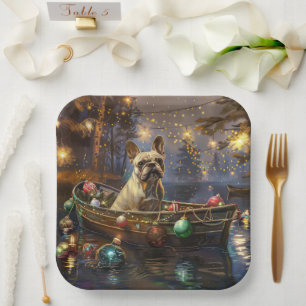 Französische Bulldogge Weihnachtliche Festliche Re Pappteller