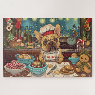 Französische Bulldogge-Weihnachtsbäckerei: Festlic Puzzle