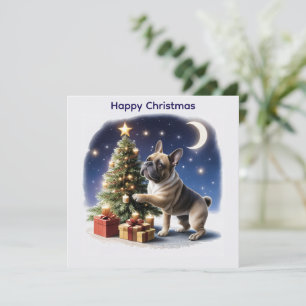 Französische Bulldogge Weihnachtsbaum Bulldog Feiertagskarte