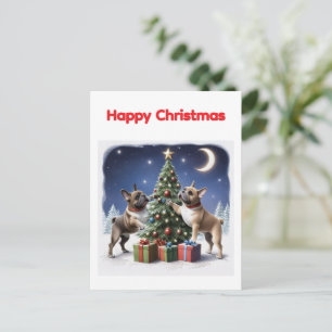 Französische Bulldogge Weihnachtsbaum Bulldog Feiertagspostkarte