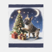 Französische Bulldogge Weihnachtsbaum Bulldog Fleecedecke (Vorderseite)