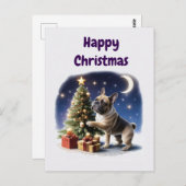Französische Bulldogge Weihnachtsbaum Bulldog Postkarte (Vorne/Hinten)
