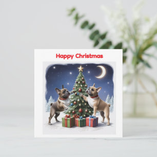 Französische Bulldogge Weihnachtsbaum Weihnachten Einladung