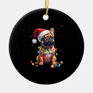 Französische Bulldogge Weihnachtsbeleuchtung Weihn Keramik Ornament