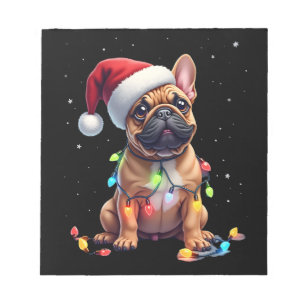 Französische Bulldogge Weihnachtsbeleuchtung Weihn Notizblock