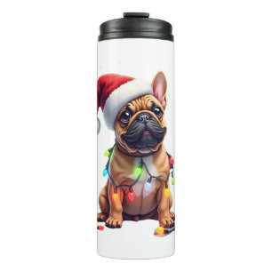 Französische Bulldogge Weihnachtsbeleuchtung Weihn Thermosbecher
